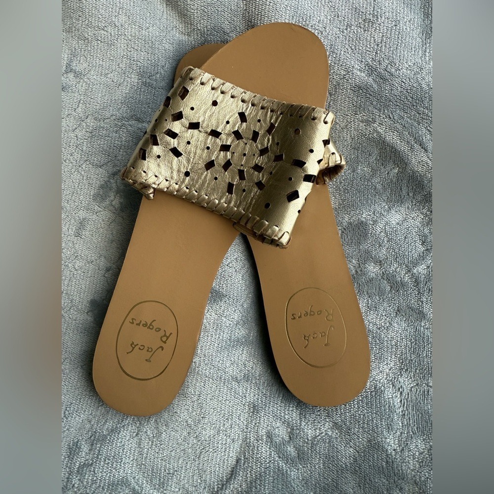 Jack Rogers Metallic Gold Slide Sandalsβ